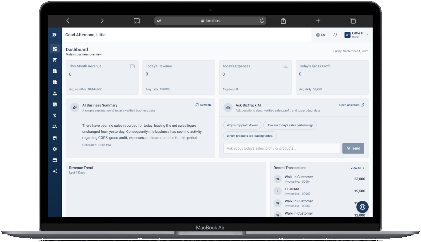 BizTrack kwenye kompyuta